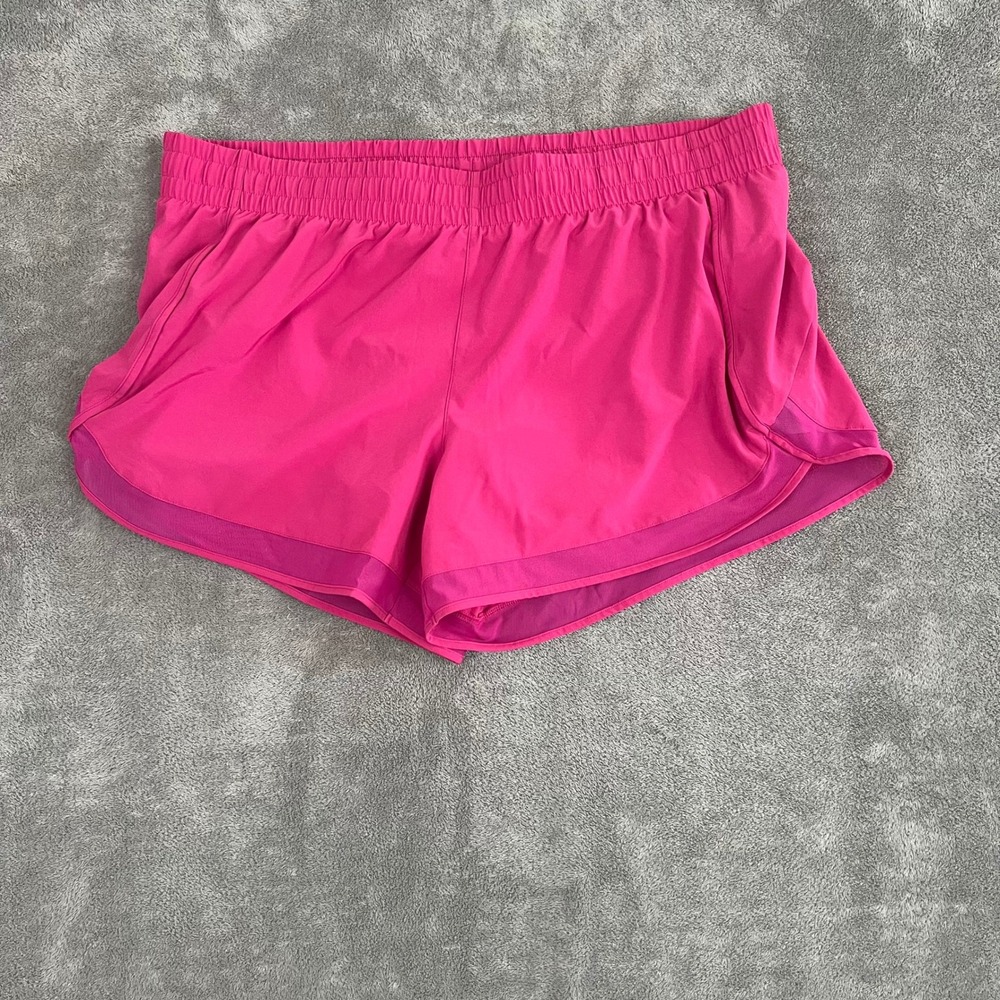 Athleta Mesh Racer Run Shorts Womens XL Hot Pink Performance Stretch